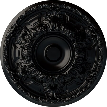 Granada Ceiling Medallion (Fits Canopies Up To 7 1/8), Hand-Painted Jet Black, 19OD X 1 1/2P